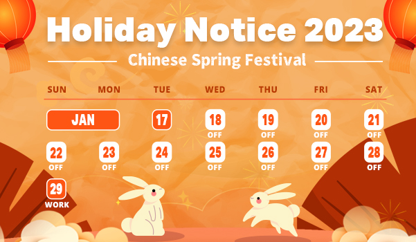 Chinese Spring Festival Holiday Notice 2023